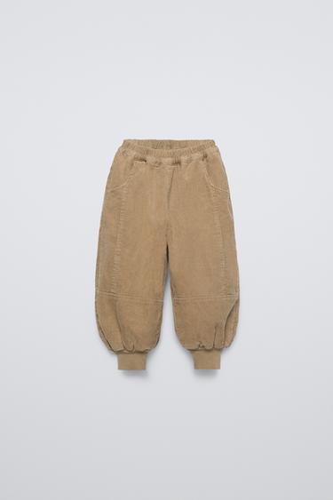 LINED CORDUROY TROUSERS - camel by Zara