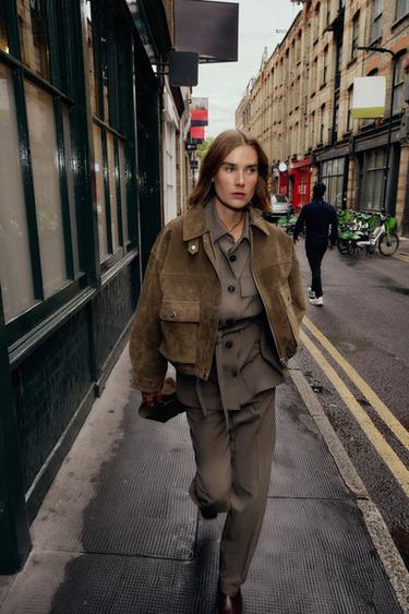 ROLL-UP SLEEVE SHIRT WITH BELT - camel by Zara