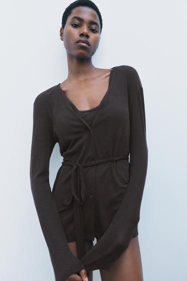100% WOOL CARDIGAN - Chocolate by Zara - Image 0