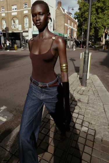 SEASHELL POLYAMIDE BODYSUIT - Dark brown by Zara