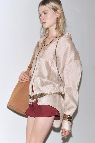 ZW COLLECTION OVERSIZE LINEN BLEND SHIRT - Stripes by Zara