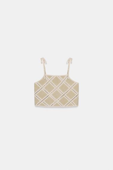 PATCHWORK STRAPPY TOP - Ecru by Zara