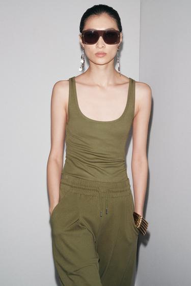 FLOWING STRAPPY T-SHIRT - Green by Zara