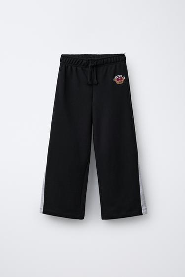 WIDE-LEG EMBROIDERED BEAR TROUSERS - Black by Zara - Image 0