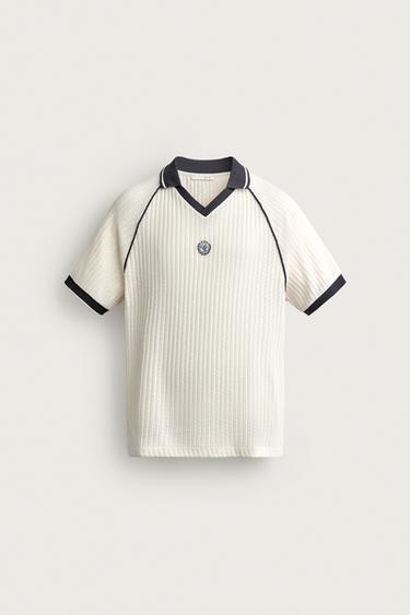 RETRO FOOTBALL JACQUARD CONTRAST POLO SHIRT - Light beige by Zara