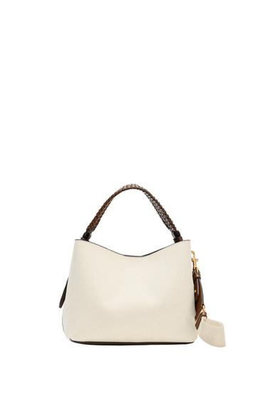 BRAIDED HANDLE CANVAS BUCKET BAG - Light beige by Zara