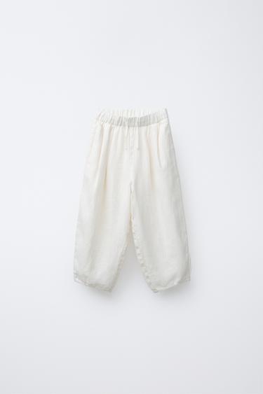 100% LINEN BAGGY TROUSERS - Light beige by Zara