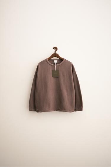 ZARA TIMELESS - PLAIN T-SHIRT WITH PIPING - Chocolate by Zara