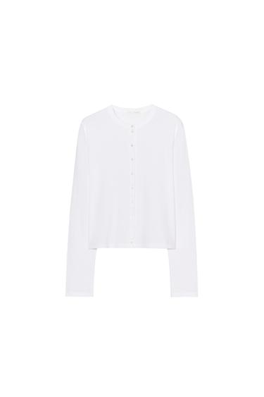 100% COTTON BUTTON-UP T-SHIRT - White by Zara