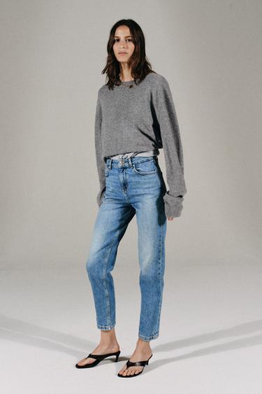 Z1975 HIGH-WAIST MOM FIT JEANS - Mid-blue by Zara