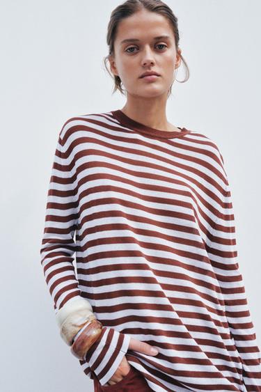 RUSTIC STRIPED KNIT SWEATER - striped by Zara
