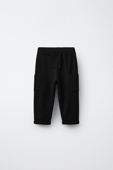 KNITTED CARGO TROUSERS - Black by Zara