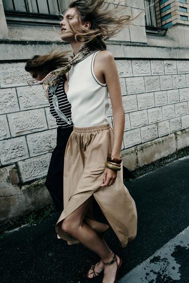 CONTRAST POPLIN MIDI DRESS - Navys / Ecrus by Zara - Image 0