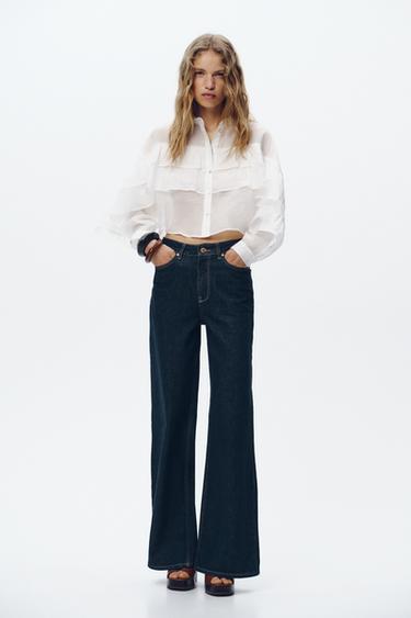SHORT SEMI-SHEER SHIRT WITH RUFFLES - White by Zara - Image 0