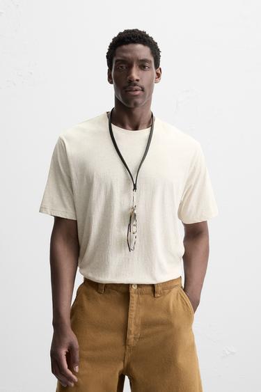 RELAXED FIT T-SHIRT - Beige marl by Zara