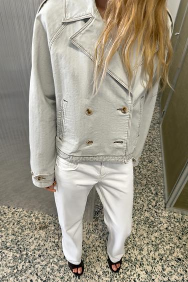 WASHED HERRINGBONE JACKET - Blue / Grey by Zara