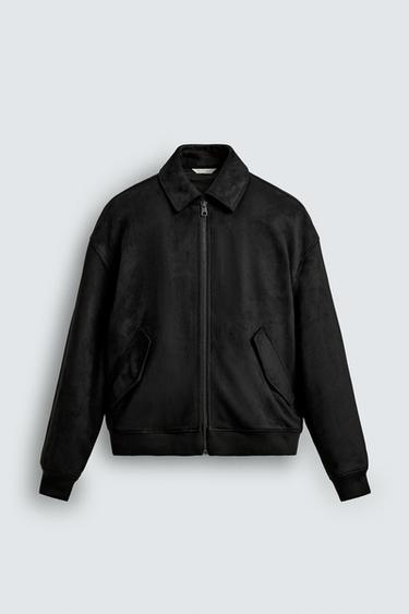 FAUX SUEDE QUILTED JACKET - Black by Zara