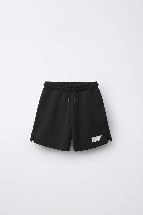 INTERLOCK BERMUDA SHORTS WITH LABEL - Black by Zara - Image 0