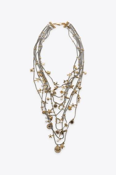 MARINE MULTI-CHARM METAL NECKLACE - Gold / Silver by Zara