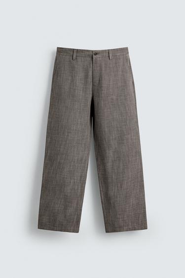 TEXTURED SUIT TROUSERS - Light brown by Zara
