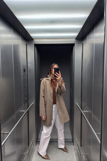 LONG JACKET WITH HOOD - Khaki by Zara - Image 0
