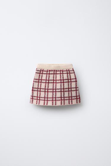 CHECK KNIT SKIRT - Red by Zara