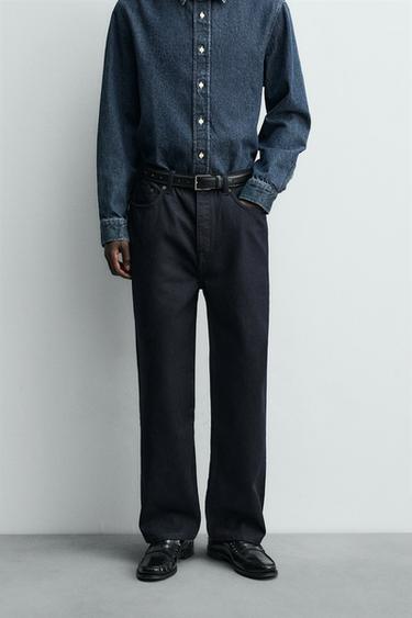COTTON - WOOL STRAIGHT-LEG JEANS - Blue by Zara
