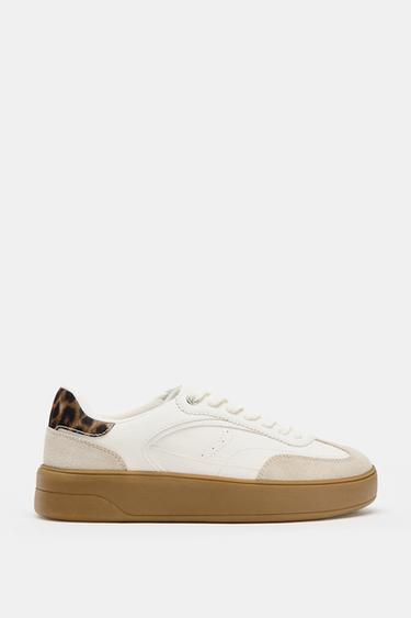 ANIMAL PRINT TRAINERS - Ecru White by Zara