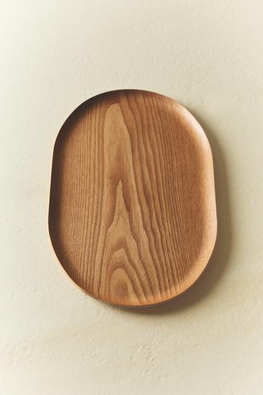 OVAL WOOD TRAY - Light beige by Zara