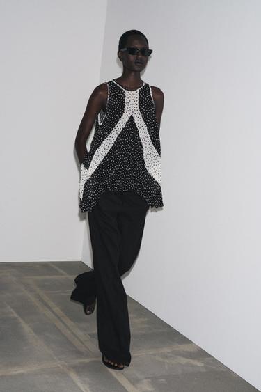 ZW COLLECTION POLKA DOT TOP - Black by Zara