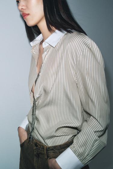 ZW COLLECTION CONTRAST STRIPED SHIRT - striped by Zara