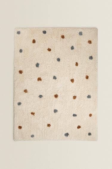 CHILDREN'S RECTANGULAR TEXTURED POLKA DOT RUG - Ecru by Zara - Image 0