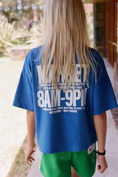 TEXT PRINT T-SHIRT - Bluish by Zara