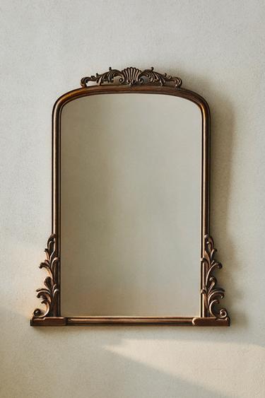 GOLD WOODEN WALL MIRROR - Golden by Zara