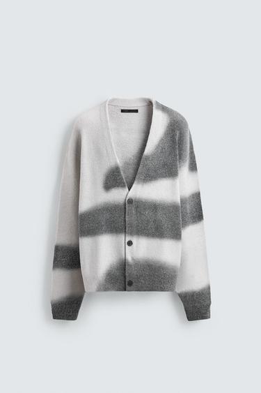 SPRAY PRINT CARDIGAN - Oyster-white by Zara