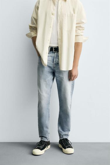 SLIM FIT CROPPED JEANS - Light blue by Zara