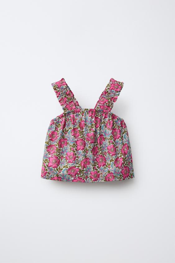 FLORAL PRINT TOP MADE WITH LIBERTY FABRIC - Fuchsia by Zara - Image 0