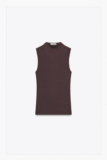 COTTON MODAL TOP - Burgundy by Zara