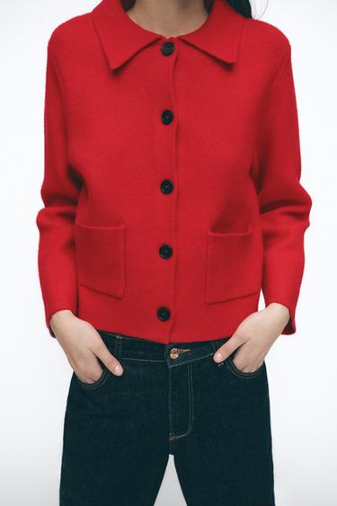 PLAIN KNIT CARDIGAN - Red by Zara - Image 0