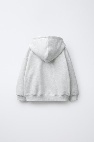HEART PRINT ZIP-UP HOODIE - Grey marl by Zara