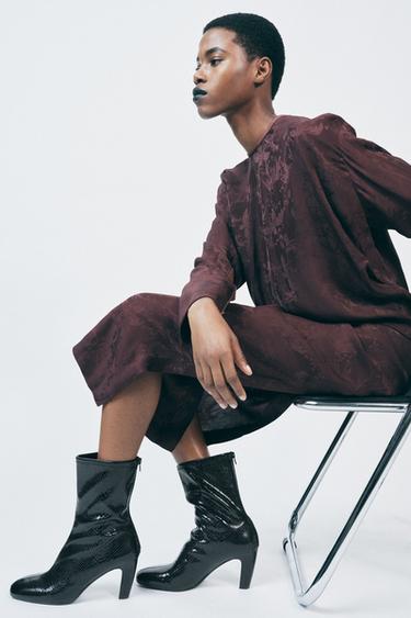 TEXTURED HEELED ANKLE BOOTS - Black by Zara - Image 0