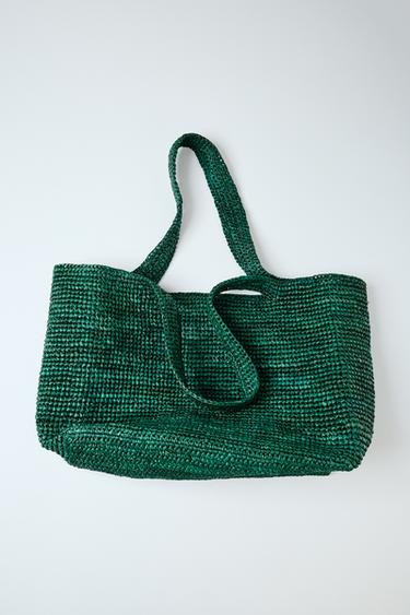 RAFFIA TOTE BAG - Green by Zara