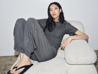 SOFT WIDE-LEG TROUSERS - Grey marl by Zara