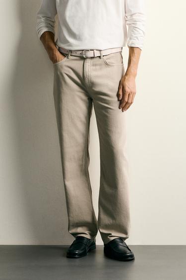 LIGHTWEIGHT COTTON-HEMP JEANS - Light beige by Zara