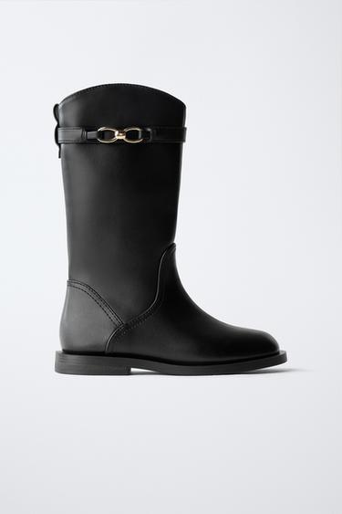 TALL BOOT WITH BUCKLE - Black by Zara