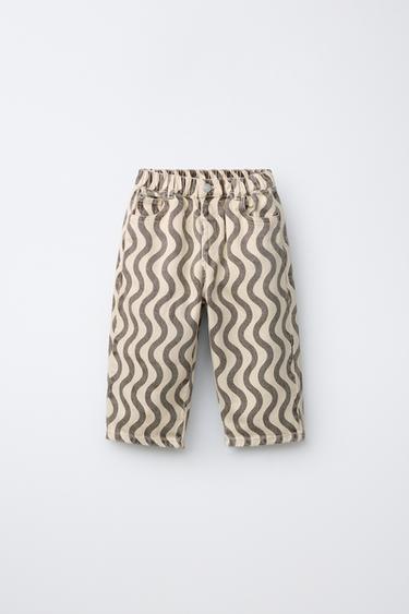 GEOMETRIC PRINT JEANS - Ecru by Zara