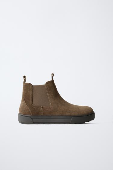 SPLIT SUEDE CHELSEA ANKLE BOOTS - Brown by Zara