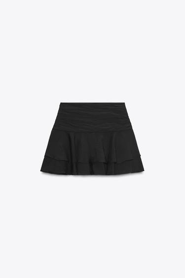 RUFFLE SKORT - Black by Zara