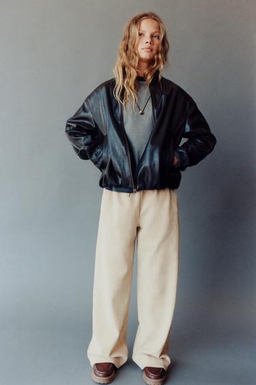 WIDE-LEG CORDUROY TROUSERS - Ecru by Zara