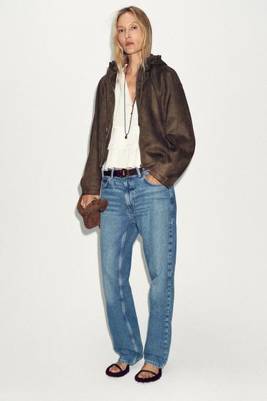 HOODED FAUX SUEDE BOMBER JACKET - Brown by Zara - Image 0